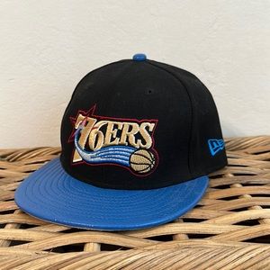 Philadelphia 76ers new era faux blue leather hat cap 59fifty 71/2 pebble vize